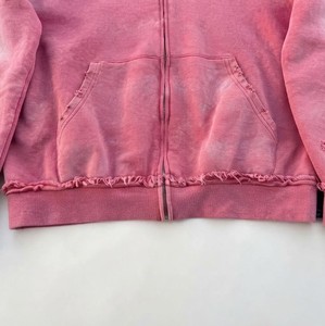 Sweat-shirt rose délavé à fermeture éclair en polyester/coton épais, vêtement d'extérieur, produit textile personnalisé, vêtements décontractés pour hommes, sweats à capuche délavés à l'acide - Product Image 5