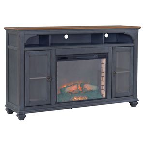 Bridgevine Home Americana supporto TV camino da 66 pollici con finitura blu velluto a coste per TV fino a 80 pollici - Product Image 3