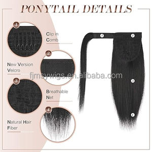 Coda di cavallo dritta estensione naturale lunghe code di cavallo avvolgono la <span class=keywords><strong>Clip</strong></span> in coda di cavallo pezzo capelli sintetici - Product Image 4
