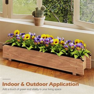 Bac à légumes surélevé en bois de pin avec doublure protectrice et trous de drainage, pour l'intérieur et l'extérieur, pour herbes, légumes et fleurs - Product Image 3