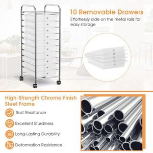 Carrello Portaoggetti con 10 Scomparti e 4 Ruote Universali - Product Image 4