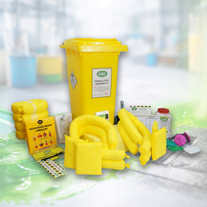 120L Chemical Spill Response Kit with <b>Wheelie</b> <b>Bin</b> Hazardous Chemical Absorbent Emergency Spill Control Kit for Factories spill - Product Image 1