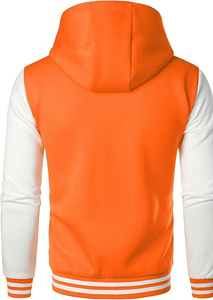 Chaqueta Varsity con Capucha para Hombre, Color Naranja y Blanco, Estilo Casual, de Poliéster y Algodón, Cierre de Botón, Corte Regular, para Otoño - Product Image 2