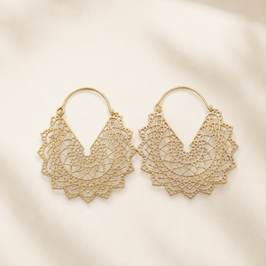 Pendientes de Aro Bohemios Chapados en Oro para Mujer, Diseño Mandala, Joyería de Fiesta, Pendientes de Moda de Latón - Product Image 3