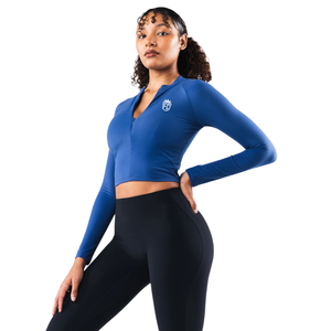 เสื้อชั้นในกีฬาแขนยาวแบบซิปด้านหน้าสำหรับผู้หญิง เสื้อครอปท็อปสำหรับโยคะ ยิม ออกกำลังกาย ยืดหยุ่นได้ กระชับรูปร่าง เหมาะสำหรับการฝึกซ้อมและฟิตเนส - Product Image 2