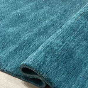 Tapis moderne de style persan bleu, tissé à la main en laine et soie, à boucles moyennes, motif floral coupé, antidérapant, lavable, pour cuisine - Product Image 3