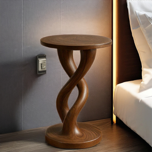 Mesitas de noche de madera maciza hechas a mano con diseño único para sala de estar, dormitorio, hotel o apartamento, hechas en Vietnam - Product Image 1