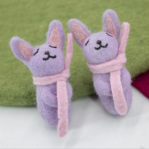 Wholesale Handmade Wool Felt Purple Easter Bunny for Garland, Hanging Ornament and Seasonal Decor - Product Image 1