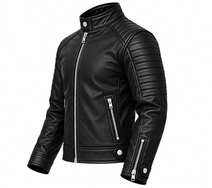 Custom Men's Glossy Stand Genuine Leather Breathable Eco-Friendly Full Zip Winter <b>Coat</b> Warm <b>Lightweight</b> Wholesale Plus Front - Product Image 4