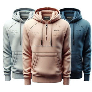 Sudaderas con capucha de lana con cremallera frontal 100% hilo de algodón teñido de alta calidad peso pesado colores sólidos manga larga Zip Up sudaderas con capucha - Product Image 3