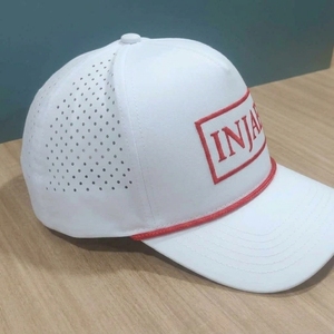 Casquette de golf personnalisée à 5 panneaux, perforée, découpée au laser, broderie tissée, visière pré-courbée, OEM ODM, faible MOQ, couvre-chef de golf - Product Image 4