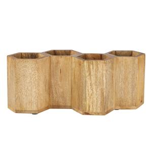 Porte-couverts en bois de forme géométrique, idéal pour les événements en plein air, les pique-niques, la mise en place de tables de fête et l'organisation de la cuisine, provenant d'Inde. - Product Image 2
