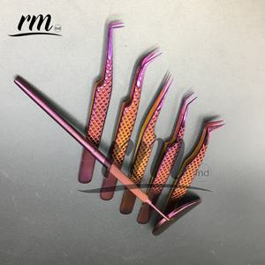 Purple High Quality Stainless Steel <b>Eyelash</b> Extension Tweezers Custom Logo Sustainable <b>Beauty</b> <b>Tool</b> Plasma Logo Slanted Volume - Product Image 2