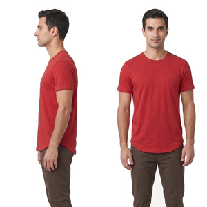 T-shirt en jersey à ourlet incurvé pour homme, haute qualité, été, col rond, manches courtes - Product Image 6