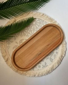 Plateau en bois massif, bois d'acacia, plateau à thé de qualité supérieure, petit plateau pour fruits, en-cas, noix, dessert, rangement de bureau, vaisselle - Product Image 1