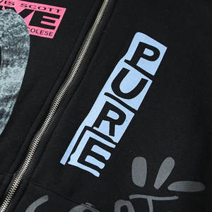 Sweat à capuche zippé Travis Scott pour homme, noir, oversize, streetwear, coton, molleton français, sweat à capuche, vêtements décontractés d'automne - Product Image 5