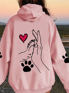 Women Hoodies Professional New Quality Ladies casual and elegant <b>polyester</b> <b>hoodie</b> with dog and heart shaped paw prints hood - Product Image 3