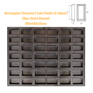 Molde Cuadrado Antiadherente de Aluminio Duradero de Taiwán, Molde Mini Financier de 42 Cavidades, 660x460x25mm, Negro, Apto para Horno, para Hornear Pasteles, de Silicona - Product Image 2