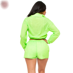 Conjunto de Pantalones Cortos de Dos Piezas para Mujer, Chaqueta con Capucha y Cierre de Cremallera, Estilo Casual, en Oferta - Product Image 6