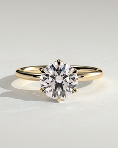 แหวนเพชรเม็ดเดี่ยวทรงกลม 1.25 กะรัต ทองคำแท้ 14K เพชรเพาะเลี้ยงในห้องปฏิบัติการ รูปทรงกลีบดอกไม้ ฝังแบบกรงเล็บ E VVS2 แหวนหมั้นสุดหรู ปี 2026 - Product Image 1