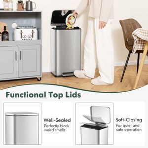 Set Combo di Bidoni per Rifiuti da 10,5 e 1,6 Galloni con Secchi Interni Staccabili per una Comoda Gestione dei Rifiuti - Product Image 5