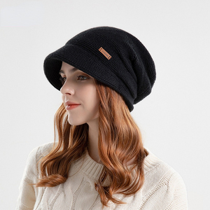 Women's Knitted Slouchy Beanie <b>Cap</b> With Visor Warm Fleece Lined Ski Skull <b>Cap</b> <b>Winter</b> Hat - Product Image 4
