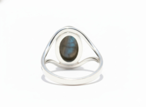 Anillos de Compromiso y Boda Clásicos de Plata de Ley 925 con Labradorita Azul Natural, Unisex, Elegancia Atemporal - Product Image 6