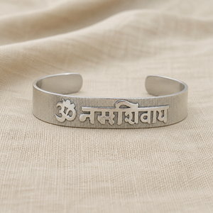 925 Sterling Silver Om Namah Shivaya Engraved Kada Bangles Hindu Spiritual Cuff Adjustable <b>Gold</b> Yellow <b>Gold</b> Plated Unisex Gift - Product Image 5