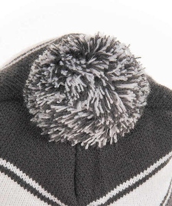 KATBROS INDUSTRIES Bonnet unisexe à pompon rayé contrastant, tricoté côtelé, décontracté, hiver, 100 % acrylique respirant - Product Image 5