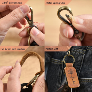 Personalized Leather Keychain Engraved <b>Key</b> Holder Custom Name Keychain Gift for Mom Dad Best Friend Christmas Gift - Product Image 5
