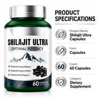 Capsules Shilajit Ultra, 60 unités, résine minérale naturelle, complément alimentaire pour l'énergie, la vitalité, l'immunité et le bien-être de l'humeur