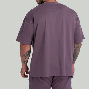 <b>Mens</b> Dusty Purple Oversized Short Sleeve Cotton T-<b>Shirt</b> Custom Logo OEM ODM Wholesale Apparel - Product Image 4