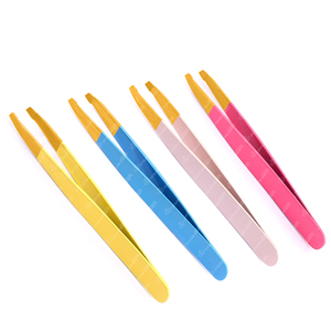 Pince à épiler incurvée et inclinée en acier inoxydable de forme parfaite, antistatique, légère, qualité salon, manipulation facile, outil de toilettage - Product Image 1