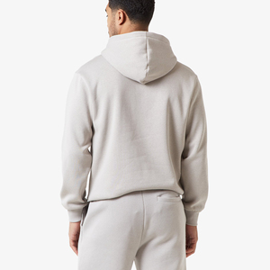 Sweat-shirt à capuche gris clair pour homme, manches longues, couleur unie, pull décontracté, poche avant, respirant, hiver, 100% polyester - Product Image 4