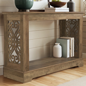 Consola de madera tallada vintage 2026 con acabado natural, mesa auxiliar para sala de estar, muebles de hotel económicos - Product Image 4