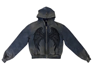 เสื้อฮู้ดซิปผู้ชายคุณภาพพรีเมียม ปี 2026 ลวดลายกราฟิกแบบกำหนดเอง พิมพ์ลาย DTG สไตล์วินเทจ เสื้อสเวตเชิ้ตสตรีทแวร์ ผู้ผลิต - Product Image 2