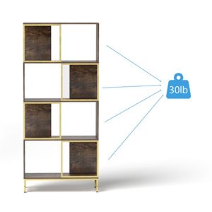 Scaffale asimmetrico a 4 livelli libreria in legno rustico struttura in metallo per piccoli spazi-Design industriale per soggiorno a casa ufficio - Product Image 3