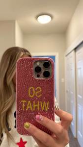เคสโทรศัพท์มือถือ TPU ประดับคริสตัลรูปตัวอักษรสีชมพูเหลืองแบบกำหนดเอง  งานแฮนด์เมด ป้องกันด้านหลังโทรศัพท์มือถือ - Product Image 1