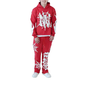 Conjunto Deportivo Informal con Capucha para Hombre, 100% Algodón, 465 GSM, Estampado, Corte Holgado, para Invierno |   Conjunto Deportivo Cómodo para Correr - Product Image 1
