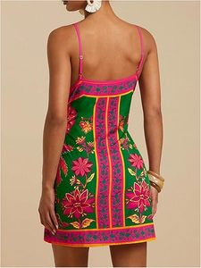 Vestido maxi floral sin mangas para mujer con lazo en la espalda y abertura alta, ideal para vacaciones - Product Image 3