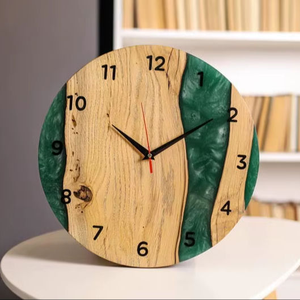 Horloge murale multicolores pour la maison, en résine époxy et bois, de qualité supérieure, design unique, horloge murale en bois, montre murale - Product Image 1