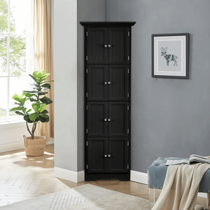 Modern Black <b>Tall</b> <b>Storage</b> Cabinet with 4 Shelves and Doors for Living Room Kitchen Office Bedroom Bathroom - Product Image 2