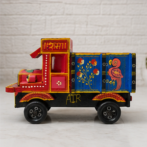 Camion en bois peint à la main, modèle artisanal en bois, décoration de Noël, cadeau pour enfants - Product Image 4