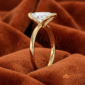 4K Yellow Gold Half-Bezel Oval <b>Solitaire</b> <b>Ring</b> – Modern Floating Diamond Band Yellow Gold Over <b>Silver</b> Oval Cut Semi-Bezel <b>Ring</b> - Product Image 2