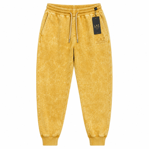 Pantalon de survêtement respirant à séchage rapide, nouvelle mode, qualité supérieure, pour homme, délavé à l'acide, décontracté, taille haute, couleur unie, 100% coton - Product Image 1