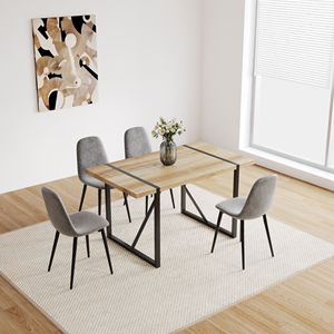 Tavolo da pranzo rettangolare in legno MDF rustico industriale da 55 pollici per 4-6 persone, piano in legno ingegnerizzato spesso 1,5 pollici, colore nero - Product Image 4