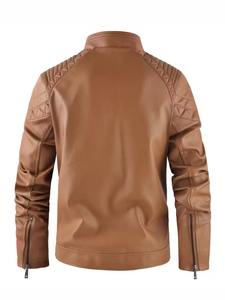 Nouvelle veste en cuir respirante de haute qualité à col montant, style décontracté, avec revêtement PU et aspect cuir, idéale pour les activités de plein air - Product Image 5