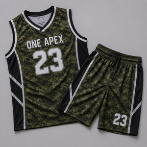 Ensemble Maillot et Short de Basketball Camouflage Numérique Personnalisé pour Hommes – Respirant, Séchage Rapide, Tenue de Sport d'Équipe – Vente en Gros OEM ODM Professionnel - Product Image 3