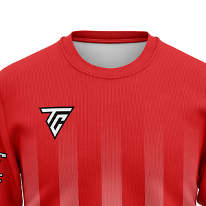 <b>Men's</b> <b>Red</b> White Striped Crew Neck Sweatshirt Custom Logo Sleeve Print Pullover Long Sleeve Team Training Top Bulk Winter Wear - Product Image 4