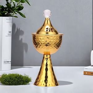 Brûleur à Bakhoor de luxe en argent avec couvercle en cristal, brûleur à Oud arabe, brûleur à encens en métal, décoration parfumée pour la maison, article cadeau haut de gamme - Product Image 5